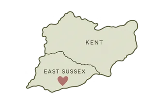 Illustration of Kent and East Sussex.